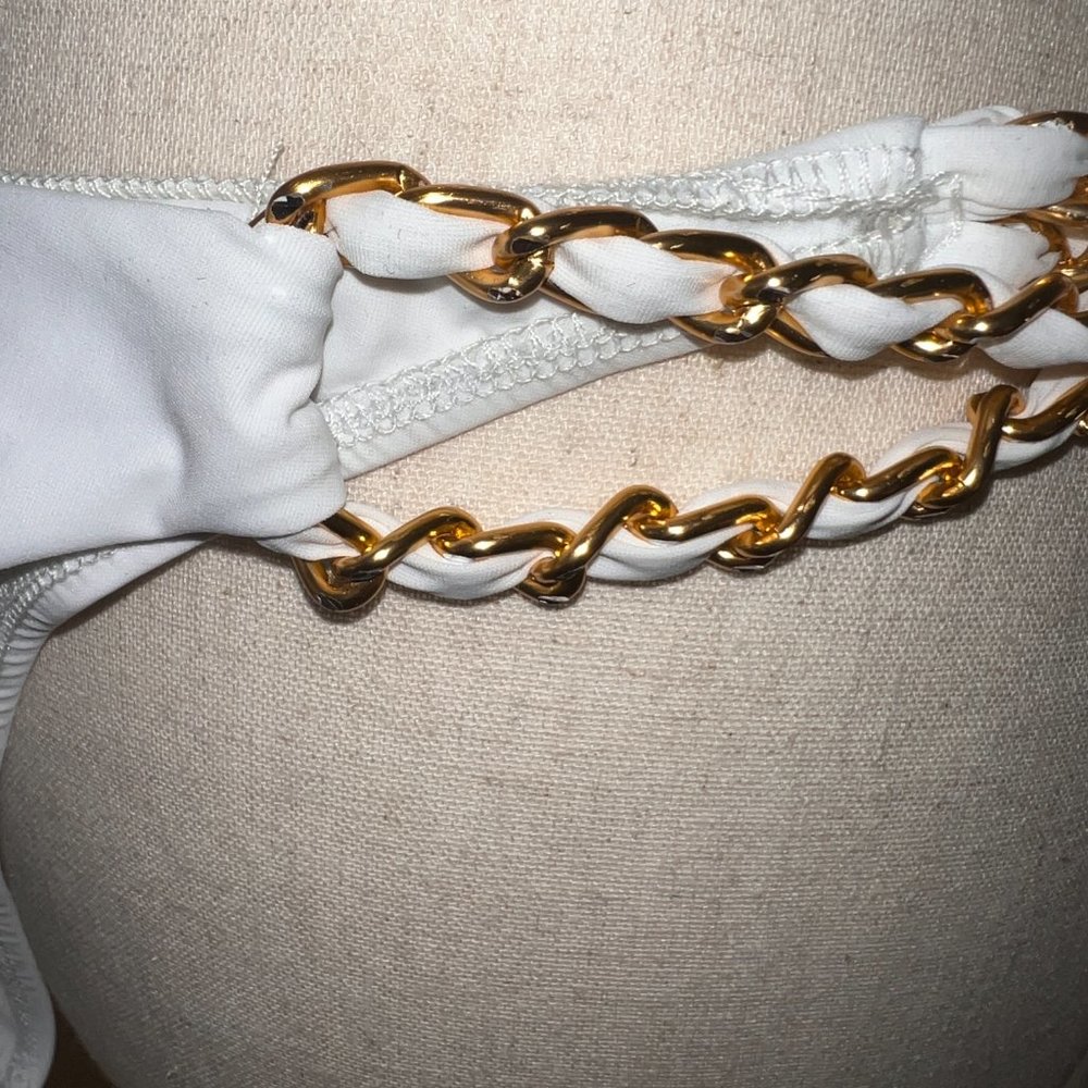 NEW Sauvage Mariposa white bikini gold crystal snake chain, side chain bottoms - Picture 10 of 10